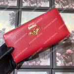 Gucci Garden Leather Zip Around Wallet Red with Bat