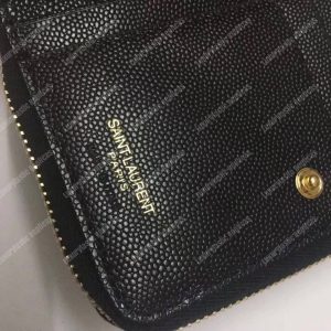 Saint Laurent Compact Zip Around Wallet Black Grain De Poudre - Image 5