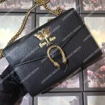Gucci Calfskin Garden Dionysus Chain Wallet Black with Butterfly