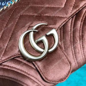 Gucci GG Marmont Velvet Shoulder Bag Taupe - Image 3