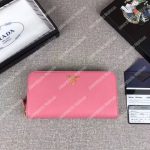 Prada Large Saffiano Leather Wallet Pink Gold Hardware