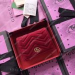 Gucci GG Marmont Card Case Velvet Maroon