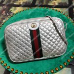 Gucci Quilted Leather Small Shoulder Bag Silver