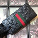 Gucci Signature Web Zip Around Leather Wallet