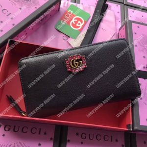 Gucci Leather Zip Around Wallet Black - Image 9