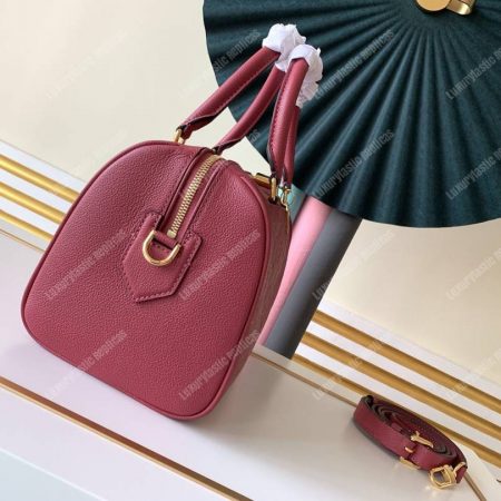 LV Speedy Bandouliere 25 Monogram Empreinte Leather Cherry Berry - Image 3