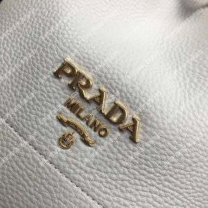 Prada Leather Bucket Bag White - Image 8