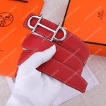 Hermes Gamma Belt Buckle Sellier Reversible Leather Strap Red / White Replica