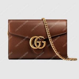 Gucci GG Marmont Leather Mini Chain Bag Brown
