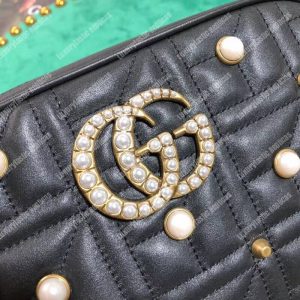 Gucci GG Marmont Small Matelassé Shoulder Bag With Pearls Black - Image 7