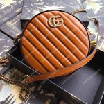 Gucci GG Marmont Mini Round Shoulder Bag Cognac