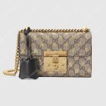 Gucci Padlock Small GG Bees Shoulder Bag Beige Ebony