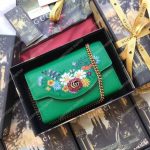 Gucci Embroidered Leather Mini Shoulder Bag Green