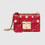Gucci Padlock Shoulder Bag Red With Pearls
