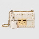 Gucci Padlock Shoulder Bag White With Pearls