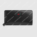 Gucci Leather Zip Around Wallet With Web Black
