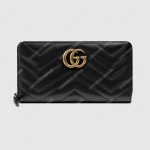 Gucci GG Marmont Zip Around Wallet Chevron Black