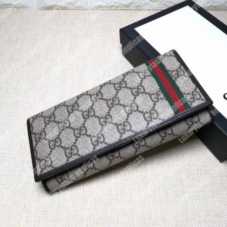 Gucci GG Supreme Continental Wallet Web Grey - Image 7