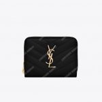 Saint Laurent Compact Zip Around Wallet Black Grain De Poudre