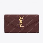 Saint Laurent Monogram Large Flap Wallet Dark Red De Poudre