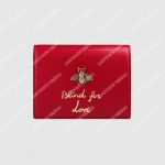 Gucci Animalier Card Case Hibiscus Red with Bee