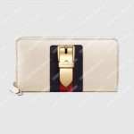Gucci Sylvie Leather Zip Around Wallet White