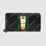 Gucci Sylvie Leather Zip Around Wallet Black