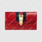 Gucci Sylvie Leather Continental Wallet Hibiscus Red