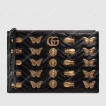 Gucci GG Marmont Animal Studs Leather Pouch Black