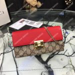 Gucci GG Padlock Continental Wallet Beige/Red