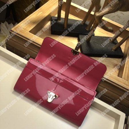 LV Cherrywood Wallet Patent Leather Fuchsia - Image 3