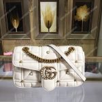 Gucci GG Marmont Small Matelassé Shoulder Bag With Pearls White