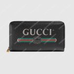 Gucci Print Leather Zip Around Wallet Black