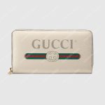 Gucci Print Leather Zip Around Wallet White