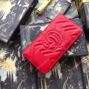 Gucci GG Marmont Zip Around Wallet Chevron Red - Image 3