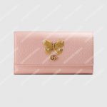 Gucci GG Leather Continental Wallet With Butterfly Light Pink
