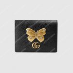 Gucci GG Leather Card Case With Butterfly Black