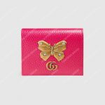 Gucci GG Leather Card Case With Butterfly Bright Pink
