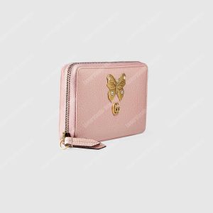 Gucci GG Leather Zip Around Wallet With Butterfly Light Pink - Image 4