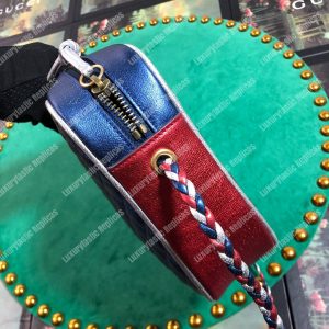 Gucci Laminated Leather Small Shoulder Bag Red/White - Image 9