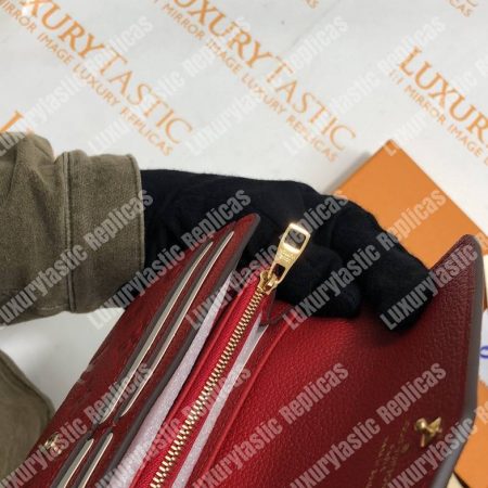 LV Sarah Wallet Monogram Empreinte Leather Scarlet - Image 12