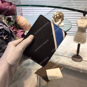 LV Multiple Wallet Taiga Leather Blue Stripe - Image 3