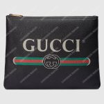 Gucci Print Leather Medium Portfolio Black