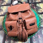 Gucci Leather Bamboo Tassel Backpack Light Brown