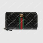 Gucci Leather Zip Around With Double G Black