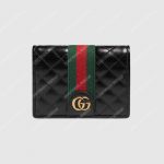 Gucci Leather Card Case With Double G Black