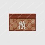 Gucci Card Case With NY Yankees Patch Beige