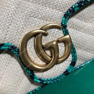 Gucci GG Marmont Matelassé Super Mini Bag Green Snakeskin Trim - Image 4