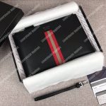 Prada Saffiano And Crocodile Leather Pouch Red / Brown