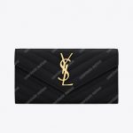 Saint Laurent Monogram Large Flap Wallet Black De Poudre
